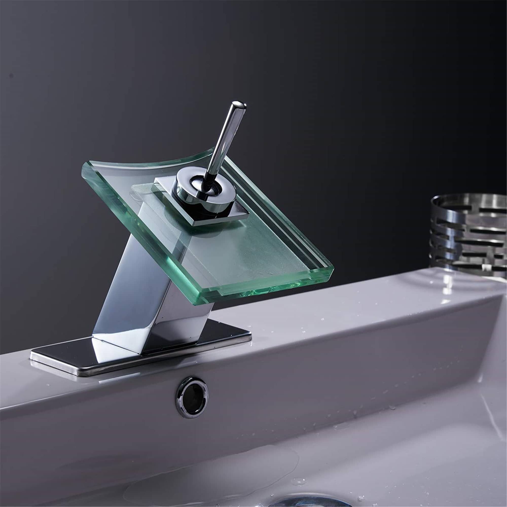 Chrome Waterfall Glass Spout Bathroom Basin Faucet Vessel Sink Mixer Brass Taps