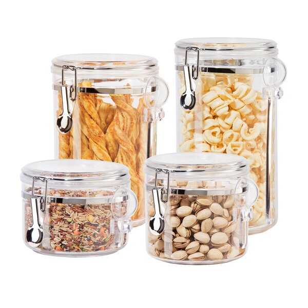 Set of 3 Large Clip Top 1L Heart Clear Glass Tea Coffee Sugar Food Storage Jars 