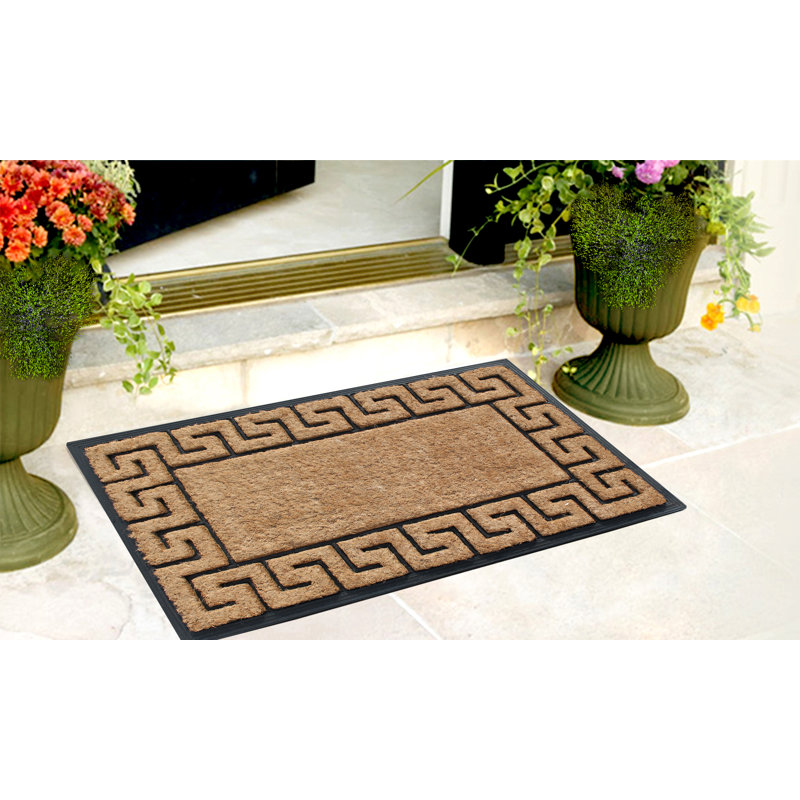 Greek Key Border 30 In X 18 In Non Slip Outdoor Door Mat