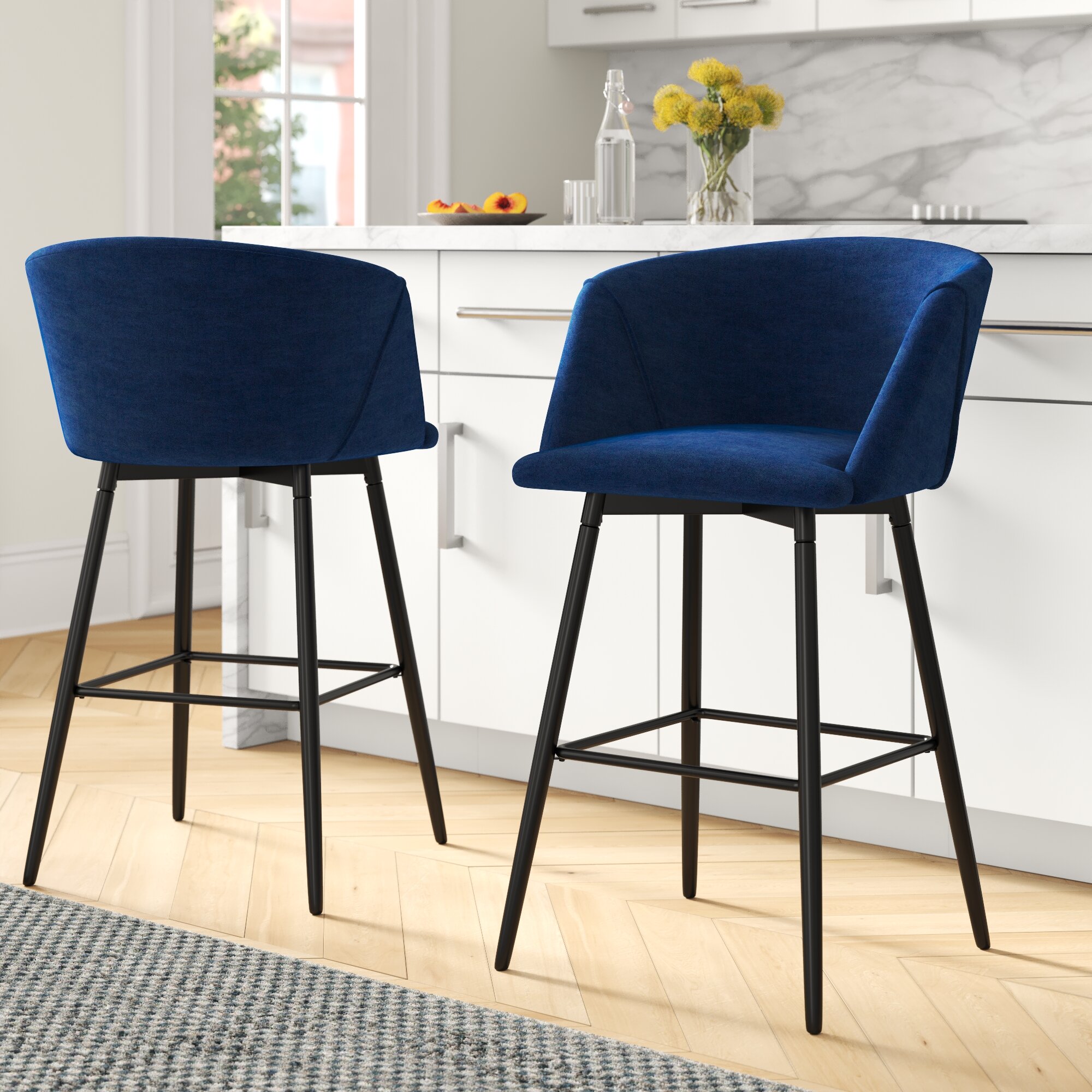 2 velvet bar stools