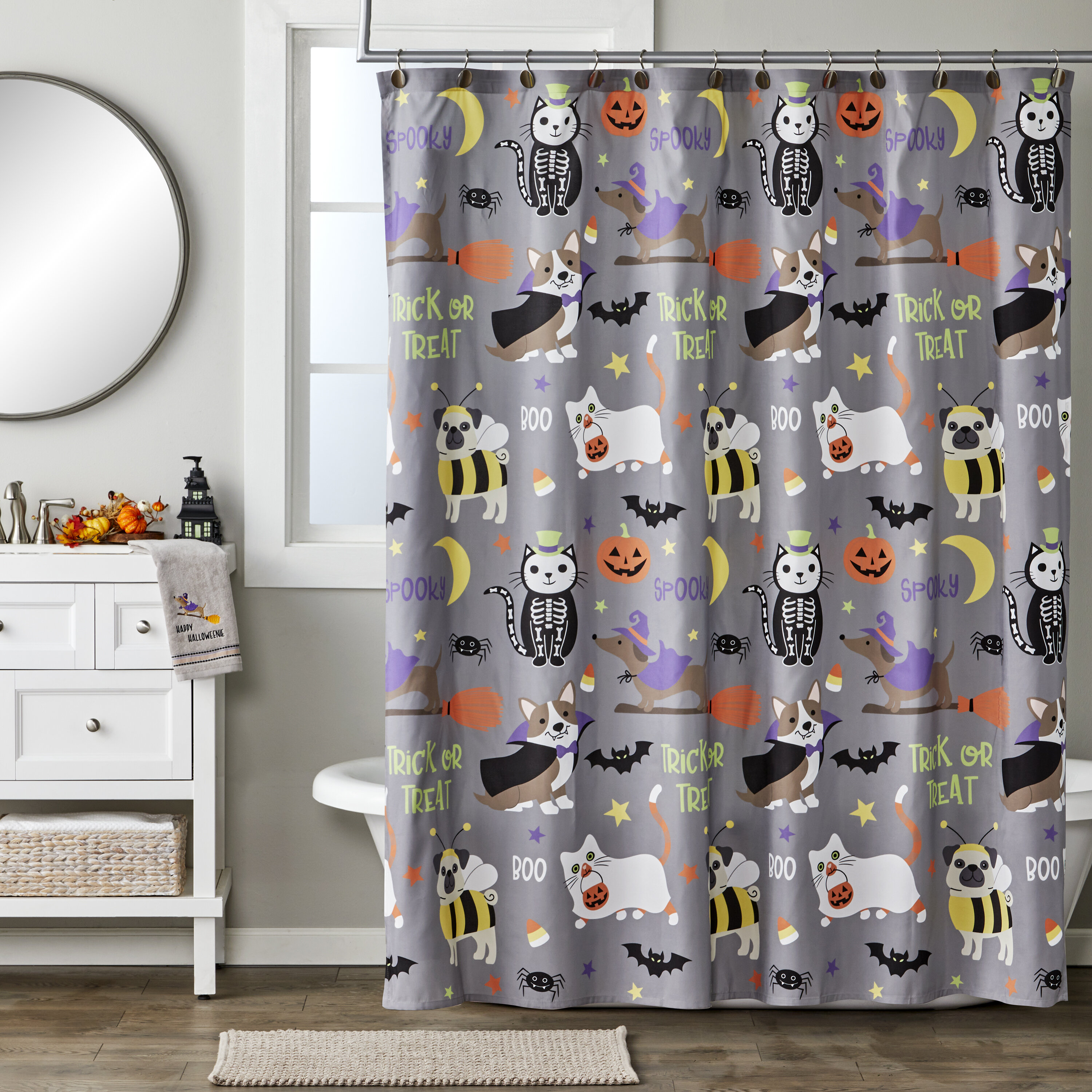 1pc 71inch Modern Rainbow Shower Curtain Waterproof Polyester Bathroom Curtain/ 