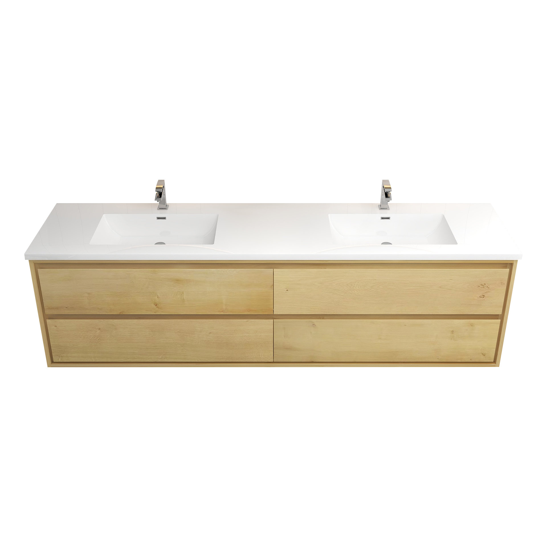 Rosecliff Heights Yacoubou 83'' Wall Mounted Double Bathroom Vanity with Plastic Vanity Top