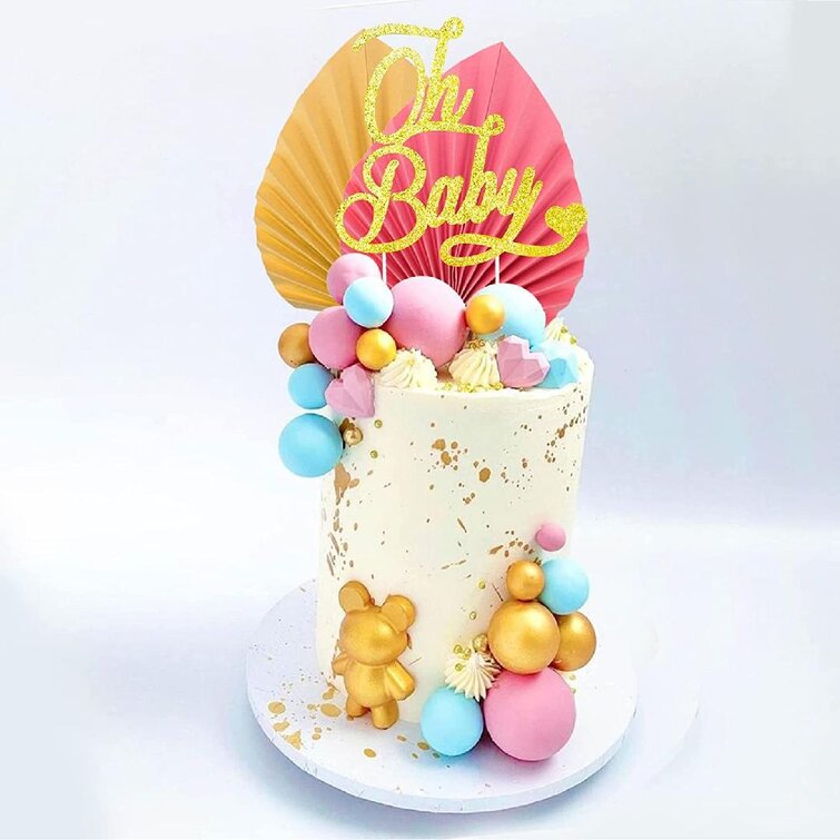 Gold Oh Baby Cake Topper,Baby Shower,Birthday Party Supplies 
