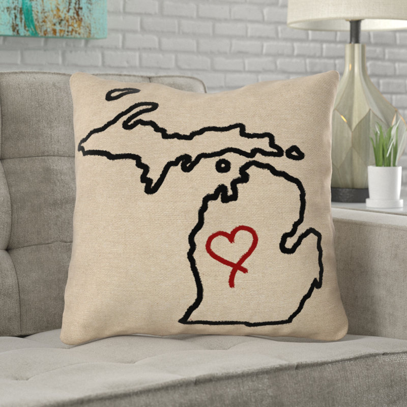 Ivy Bronx Austrinus Michigan Love Outline Outdoor Throw Pillow Wayfair