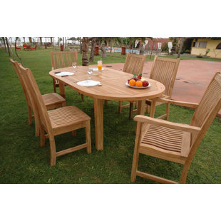 Teak Patio Dining Sets You Ll Love Wayfair Farnam 7 Piece Teak Wood Dining Set