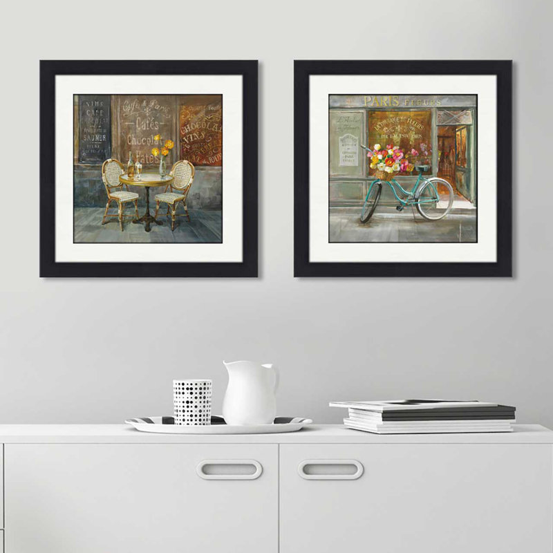 Ophelia Co French Cafe 2 Piece Framed Acrylic Painting Print