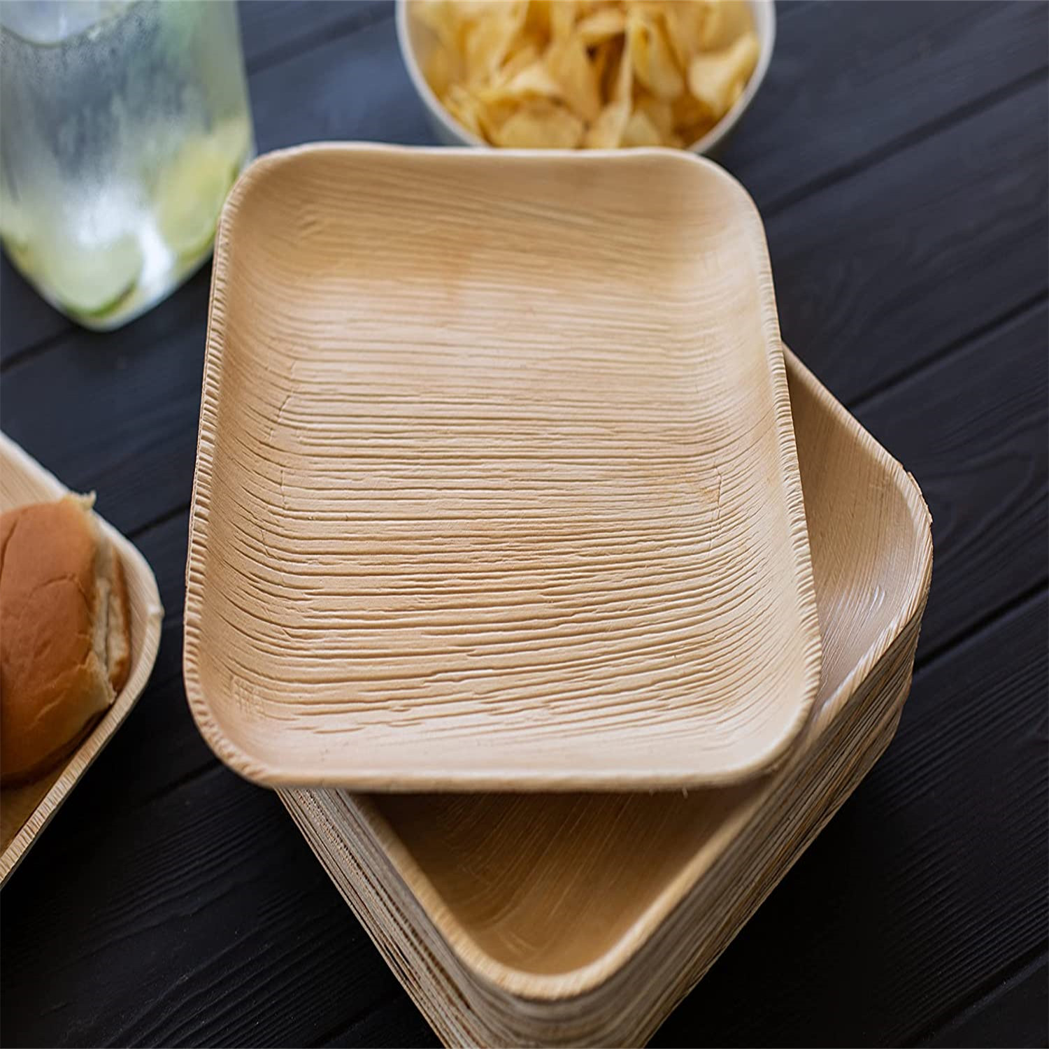 25 PACK, VARIOUS SIZES Palm Leaf Plates Disposable Biodegradable Compostable 