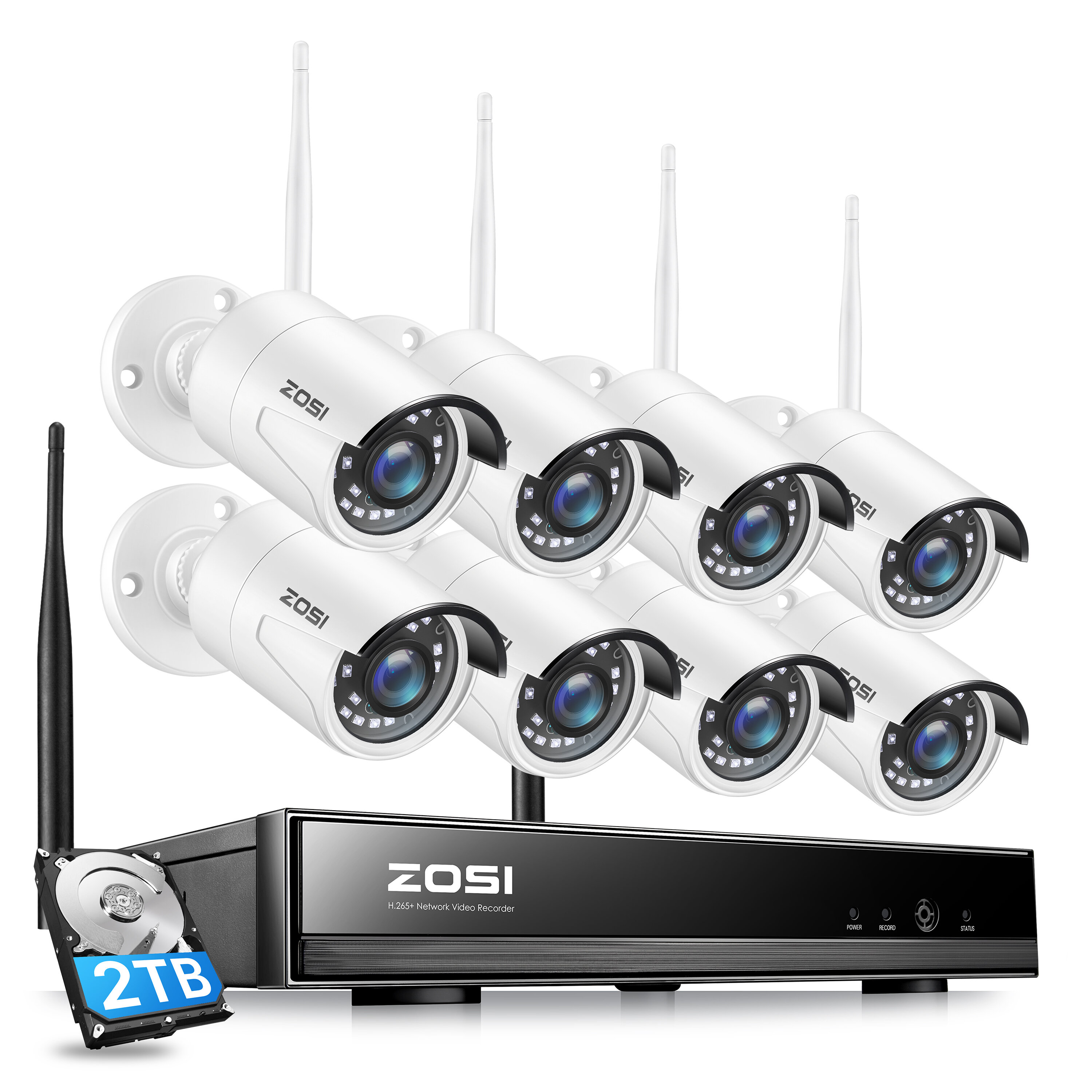 Outdoor Security Camera System Wireless 8CH 1080P CCTV WiFi NVR IR Night 2TB HDD