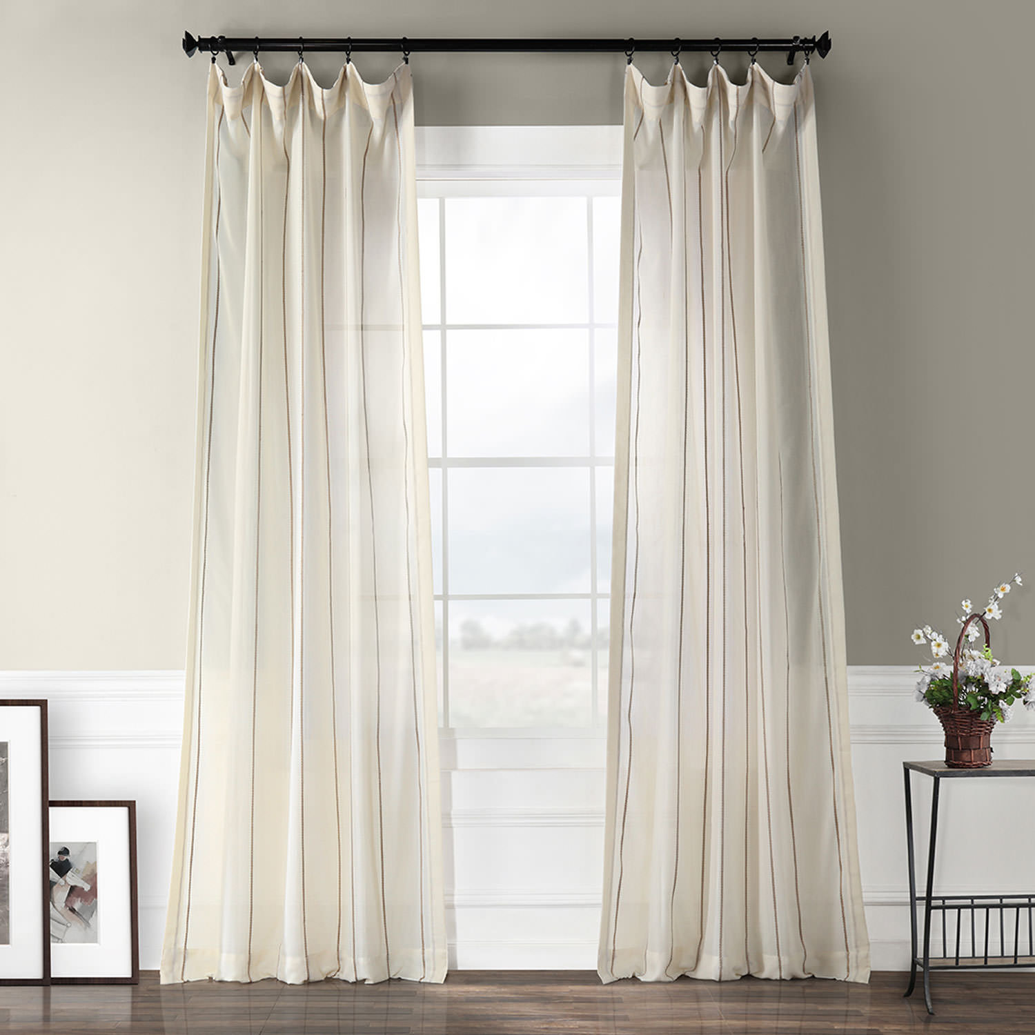 Shattuck Aruba Striped Sheer Rod Pocket Curtain Panels Reviews