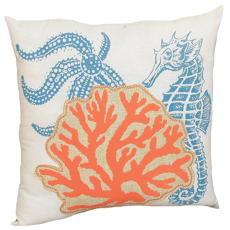 Bay Isle Home Ina Applique Sea Life And Coral Decorative Throw