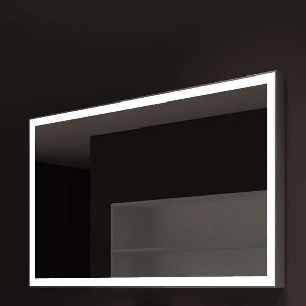 Orren Ellis Kristian Modern Gray Metal Frame Illuminated Bathroom