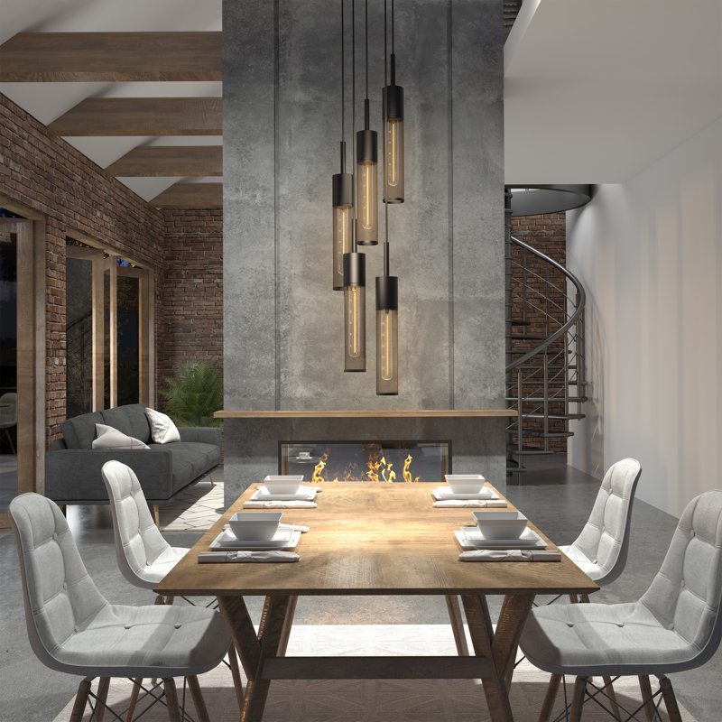 Williston Forge Schutt 5 - Light Cluster Cylinder Pendant ...