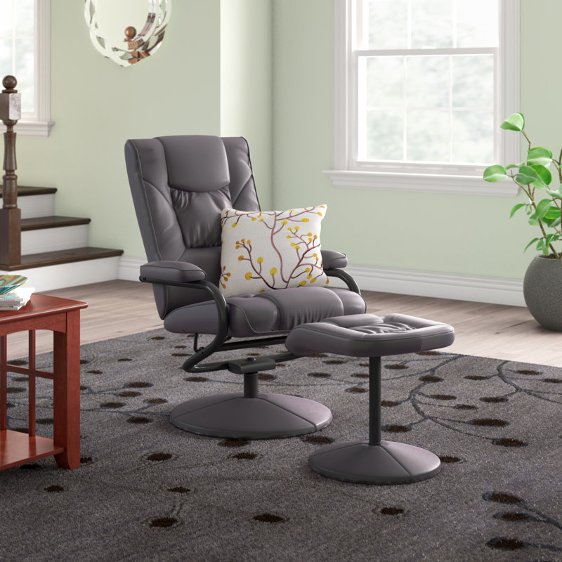 Winston Porter Hillsg Faux Leather Manual Recliner With Ottoman Reviews Wayfair