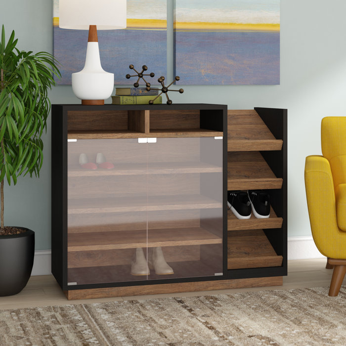 Brayden Studio Contemporary 16 Pair Shoe Storage Cabinet Wayfair