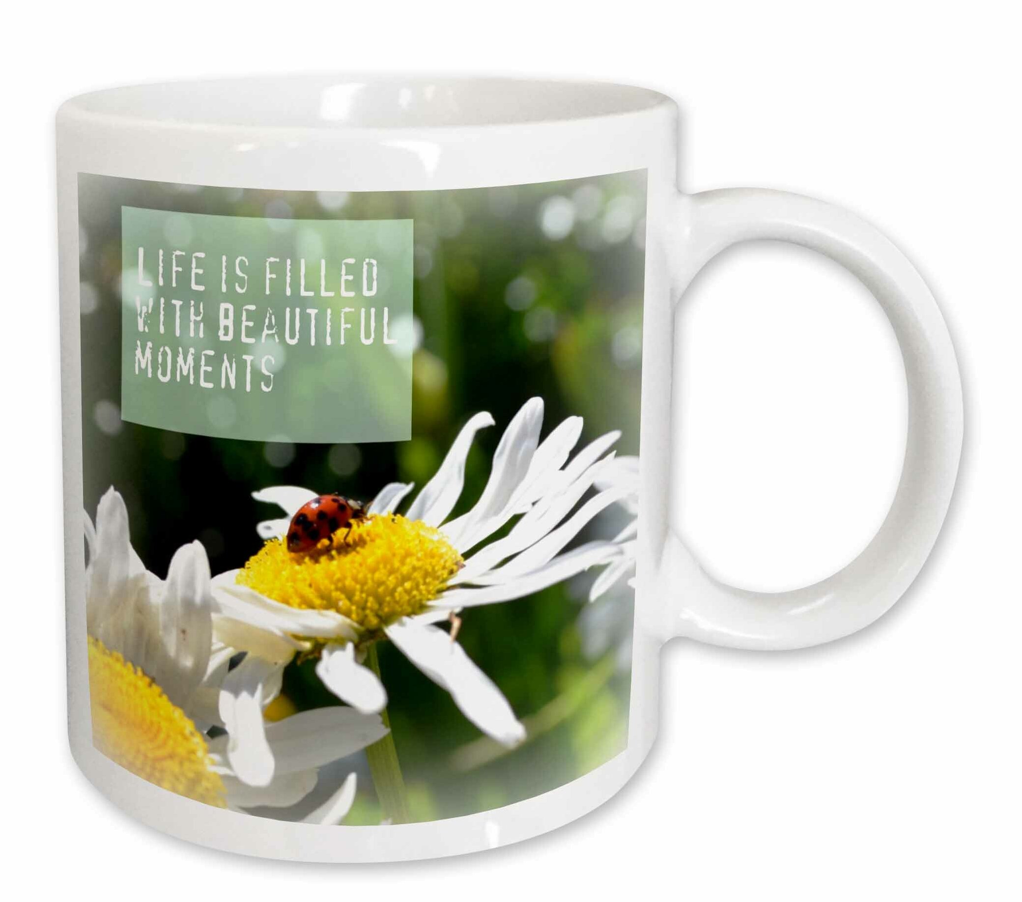 East Urban Home Beautiful Moments Ladybug And Daisy Flowers Inspirational Coffee Mug Wayfair