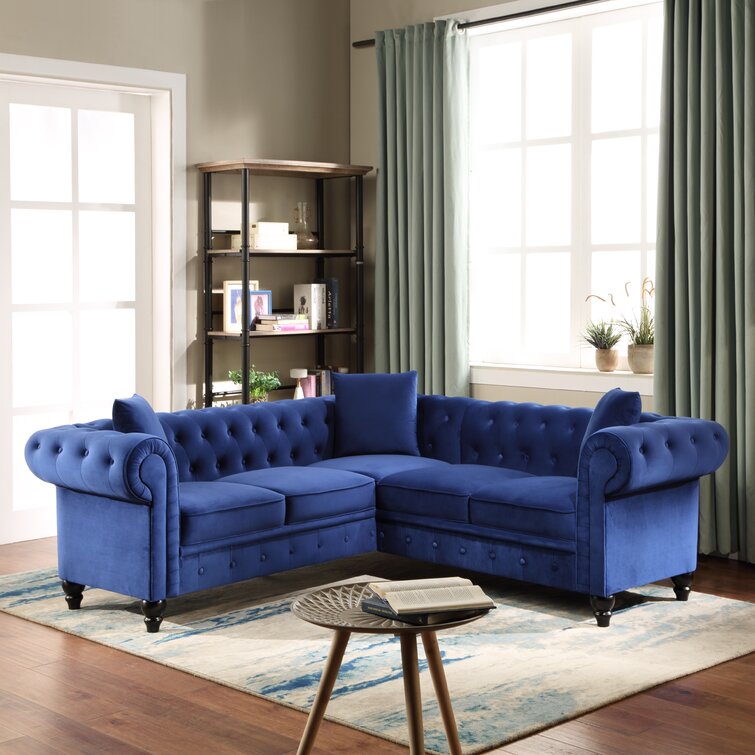 House of Hampton® Thiel 80'' Velvet Rolled Arm Chesterfield Sofa ...