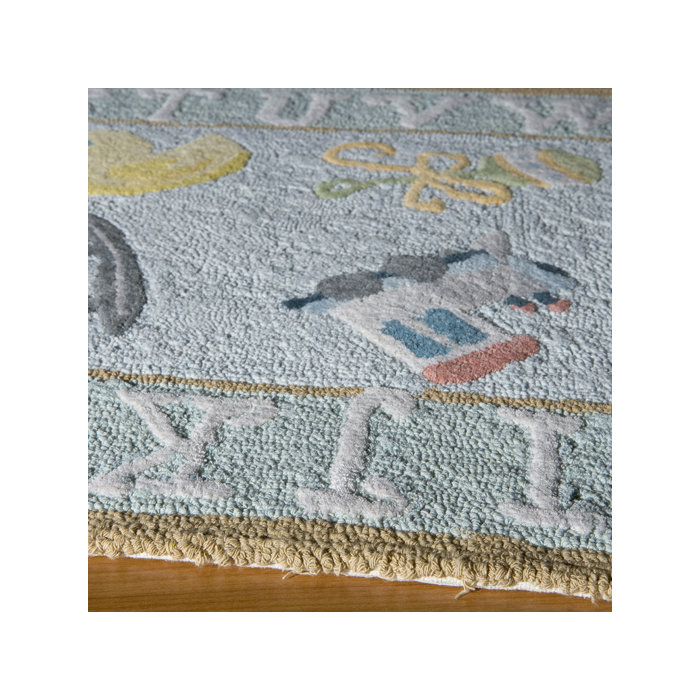 Kiki Hand Hooked Cotton Baby Blue Kids Rug