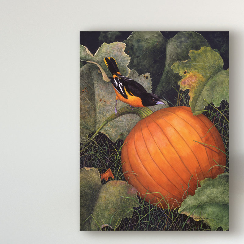 East Urban Home Oriole And Pumpkin Acrylic Painting Print On