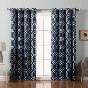 Trellis Geometric Semi-Sheer Grommet Curtain Panels (Set of 2)