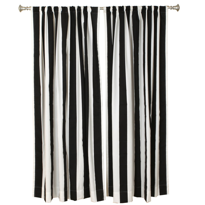 The Pillow Collection Striped Unlined Rod Pocket Curtain Panel