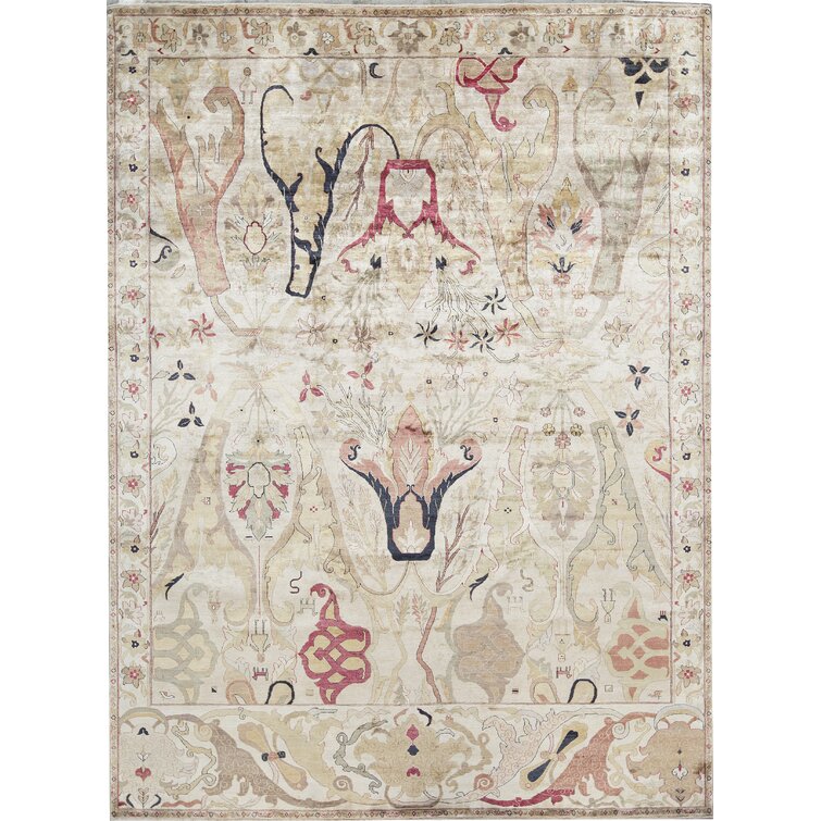 Linen 9 1 x 12 2 Solo Rugs Silky Oushak Hand Knotted Area Rug 