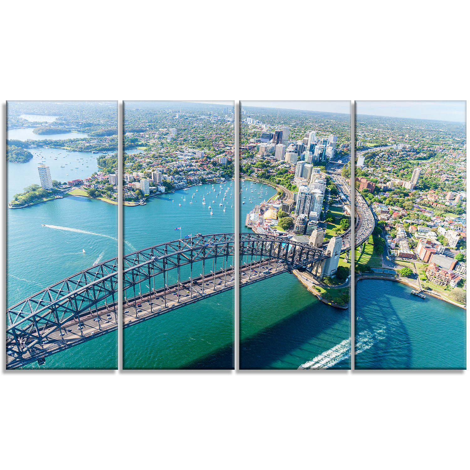 Designart Sydney Aerial View 4 Piece Photographic Print On Wrapped Canvas Set Wayfair