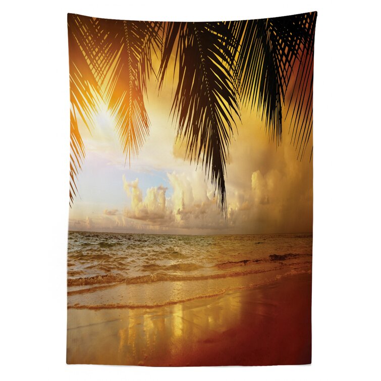 Art Tablecloth Romantic Sunrise by Sea Rectangular Table Cover 60 X 84 Inches 