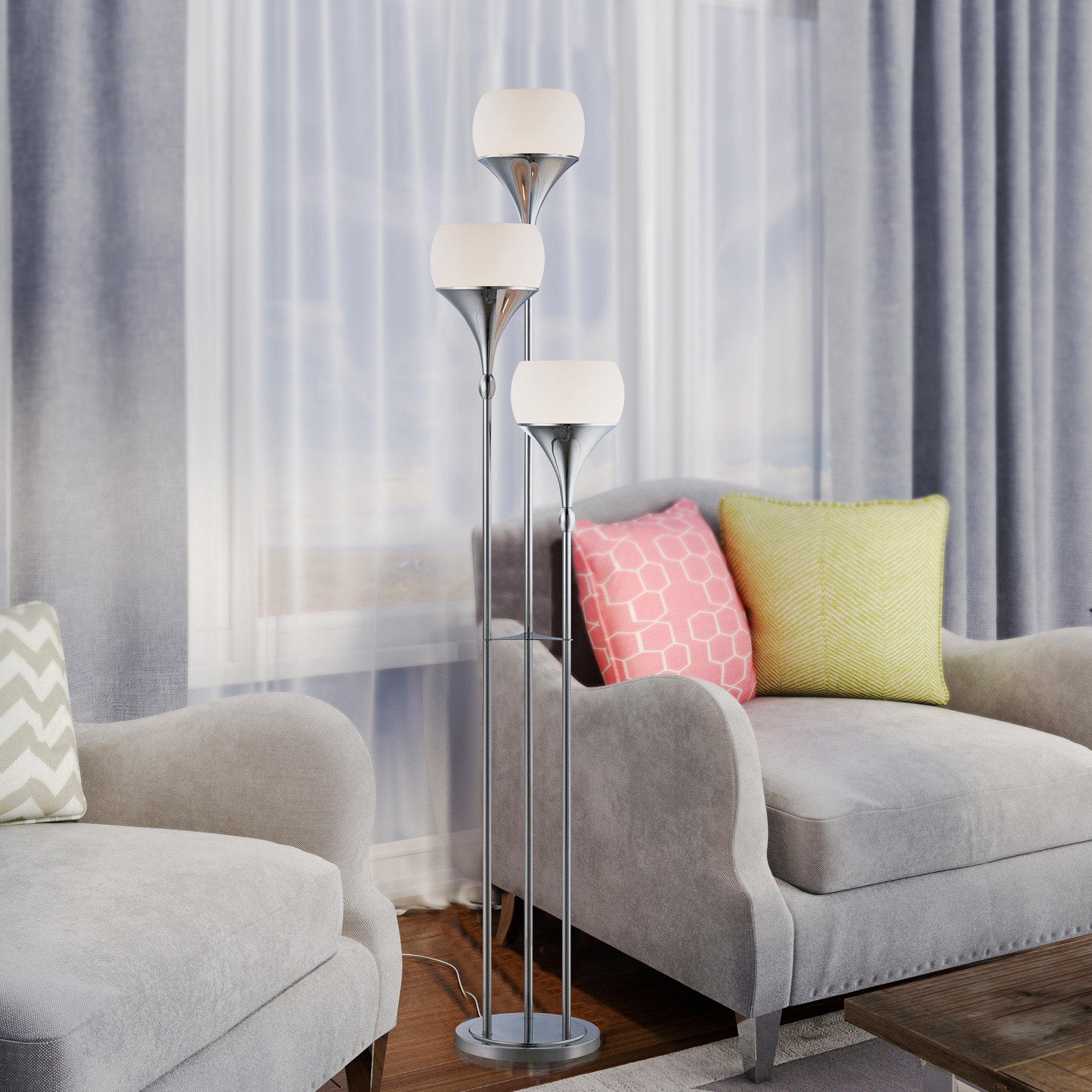 grey and yellow floor lamp
