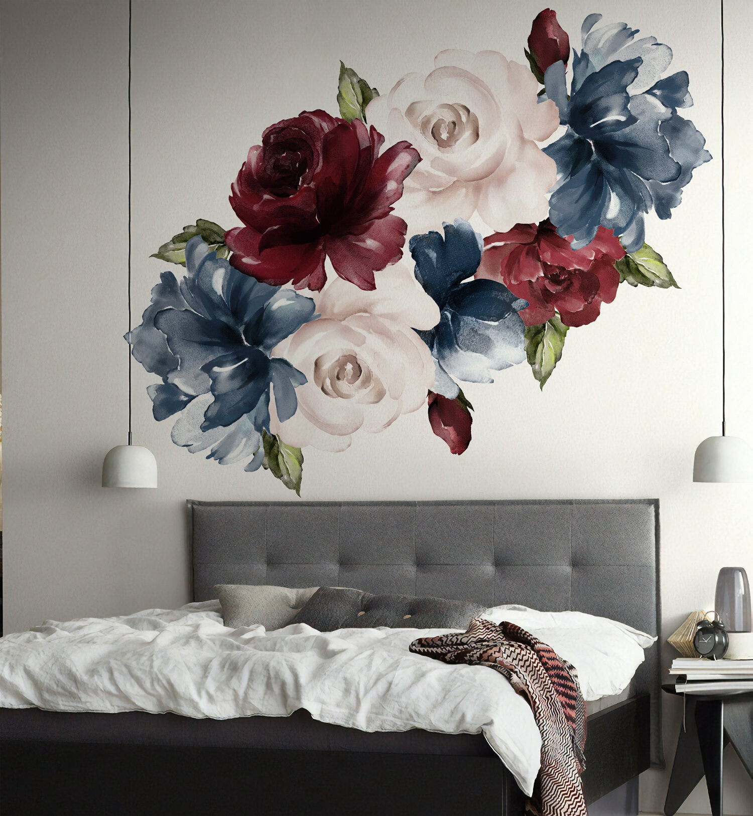 Flower Wall Stickers Peony Vinyl Wall Art Stickers Wall Decals Floral Sticker 