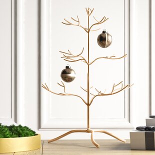Jewel Ball Crown Pedestal Stocking Ornament Holder Gold Set 2 Hanger Hook Iron 