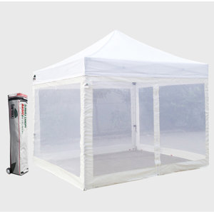 Commercial 10 Ft. W x 10 Ft. D Steel Pop-Up Canopy with Screen Zipper Walls