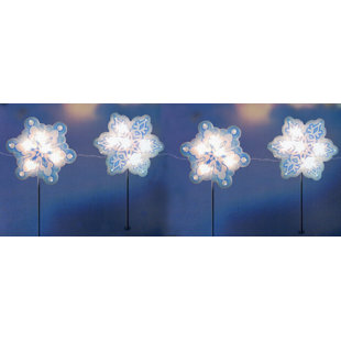 4 piece holographic snowflake lighted christmas pathway marker stake set - Solar Christmas Pathway Lights 4 piece holographic snowflake lighted christmas pathway marker stake set - Solar Christmas Pathway Lights