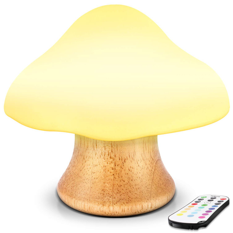 Immortal Goods Veilleuse Pour Enfants Lampe De Champignon En Bois En Silicone Del Lampe De Chevet Pour Bebe Allaitement Chambre D Enfants 16 Couleurs Changeantes 4 Luminosite 4 Modes De