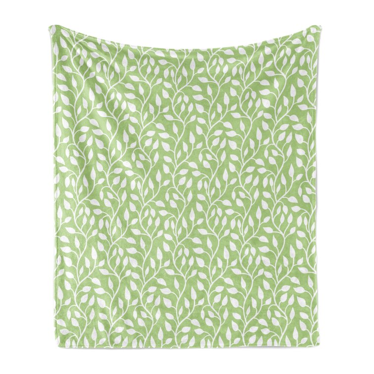 Dark Green Backdrop Floral Swirl Leaves Branches Details Image Cozy Plush for Indoor and Outdoor Use Ambesonne Indigo Soft Flannel Fleece Throw Blanket 60 x 80 Turquoise Pale Blue 