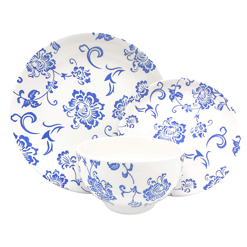 Melange Porcelain 16 Piece Dinnerware Set Indigo Royale 16 Piece Dinnerware Set Indigo Royale