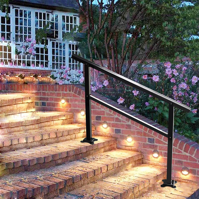 Dapota Handrail Aluminum Railing 44x34 8 Fits 0 To 4 Steps Transitional Handrail With Installation Kit Handrail Stair Rail For Outdoor Or Indoor Steps Wayfair