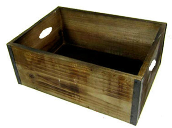 Union Rustic Rectangular Solid Wood Crate with Metal Trim Wayfair