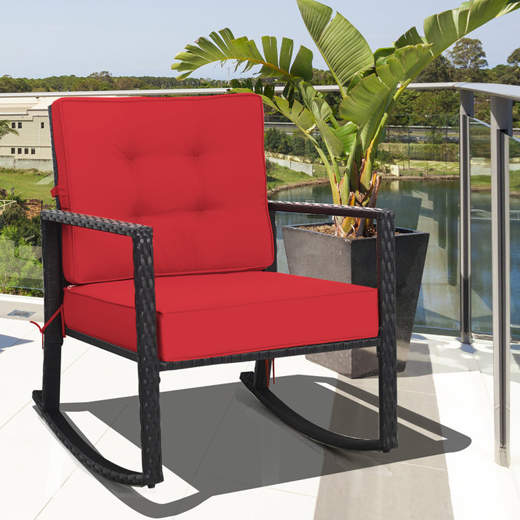 Red Barrel Studio Outdoor Esentepe Rocking Wicker Rattan Chair With Cushions Reviews Wayfair