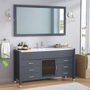 Frausto 61″ Single Bathroom Vanity Set with Mirror