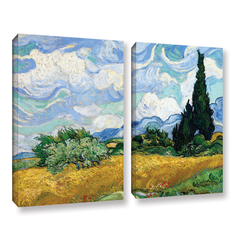 Vault W Artwork Wheatfield With Cypresses By Vincent Van Gogh 2 Piece Painting Print On Wrapped Canvas Set Wayfair