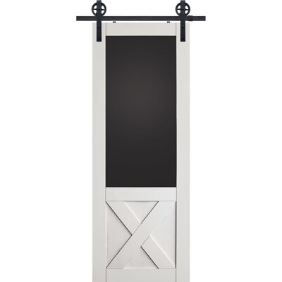 Paneled Manufactured Wood Primed X Blackboard Barn Door