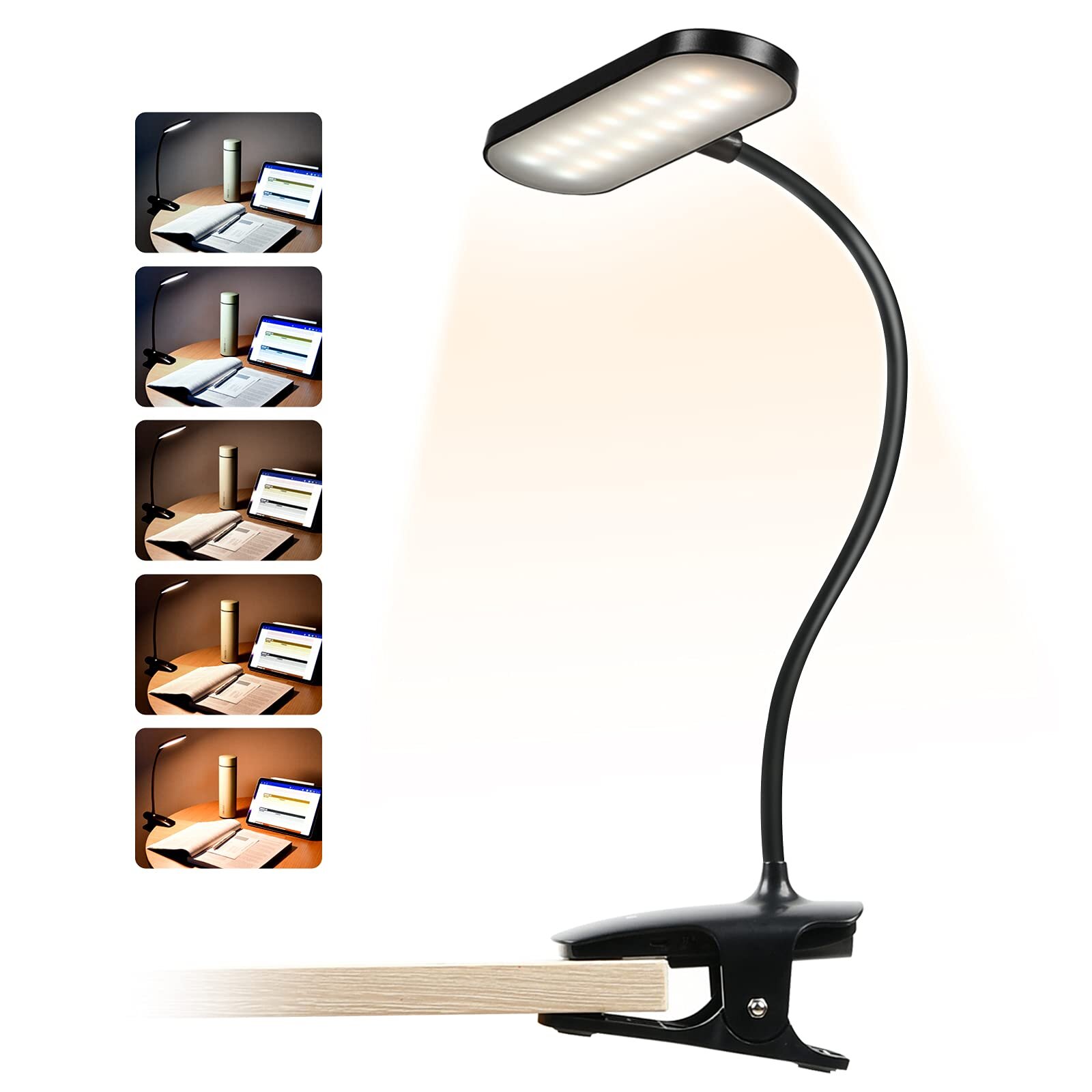 Black Happy-top® 360 Degree Rotating Flexible USB/Battery Power 28 LED Clip Light Table Desk Night Lamp Reading Light with USB Cable