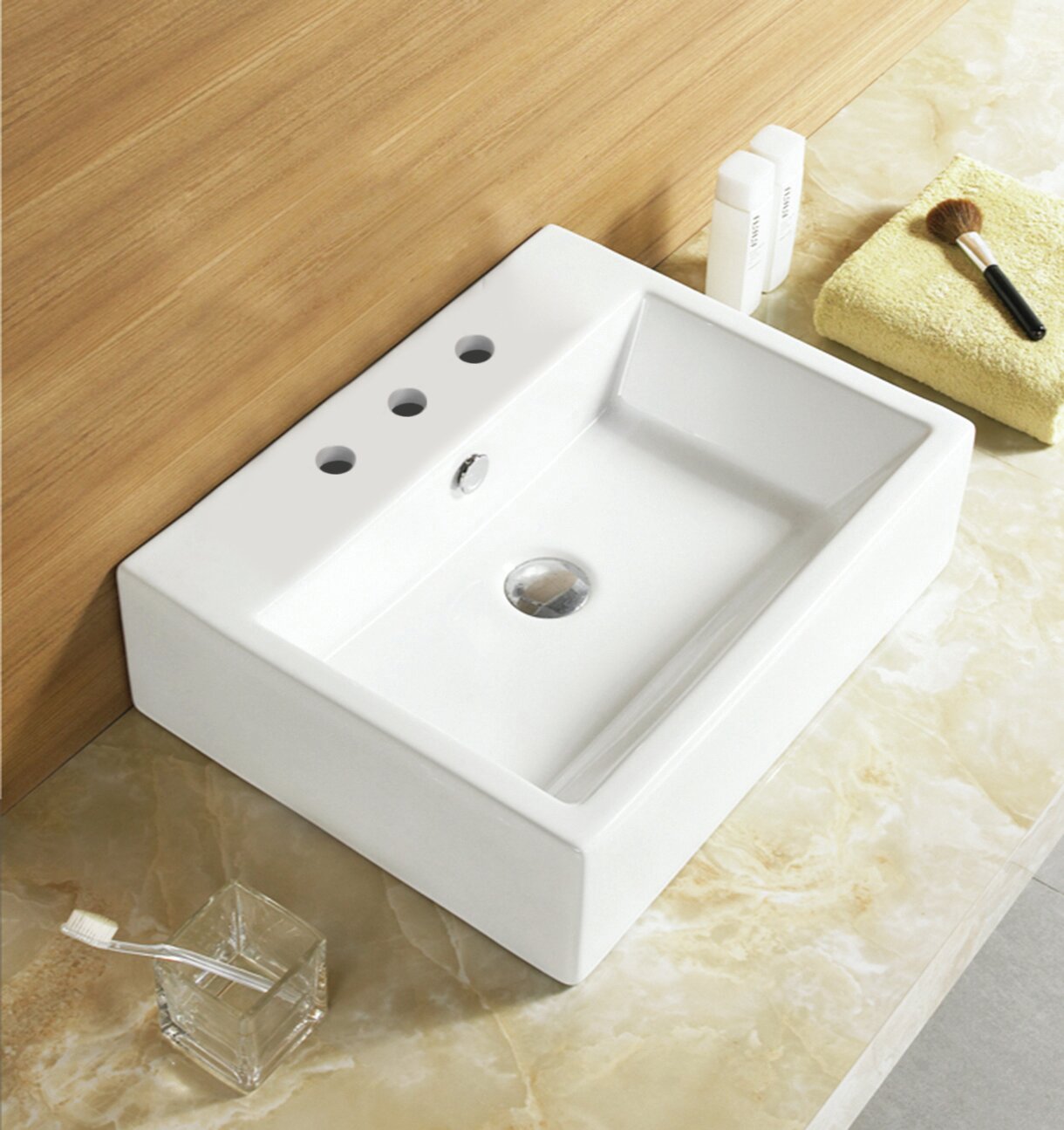 American Imaginations Ceramic Rectangular Vessel Bathroom Sink With Overflow Wayfair