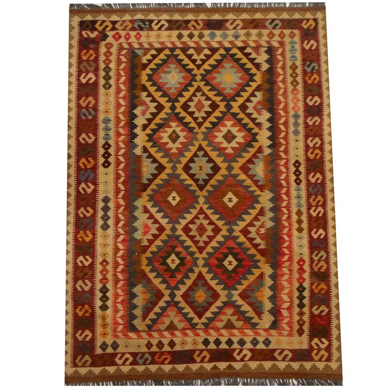 Vintage Turkish Kilim Area Rug  Striped Wool Vegetable Dyes 3/' x 6/' Classic Southwestern Handwoven