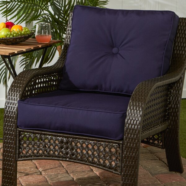 Made USA Outdoor/Indoor Pretty Wicker Seat Cushion Seat Pad Set of 2 Navy Blue
