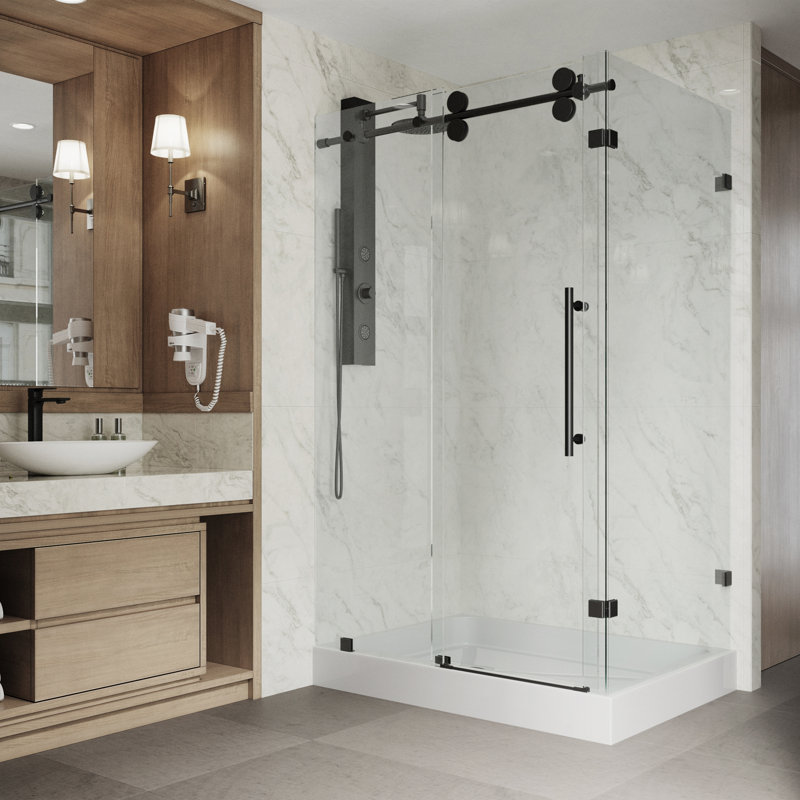 Vigo Winslow 48 X 79 88 Rectangle Sliding Shower Enclosure With Base Included Reviews Wayfair
