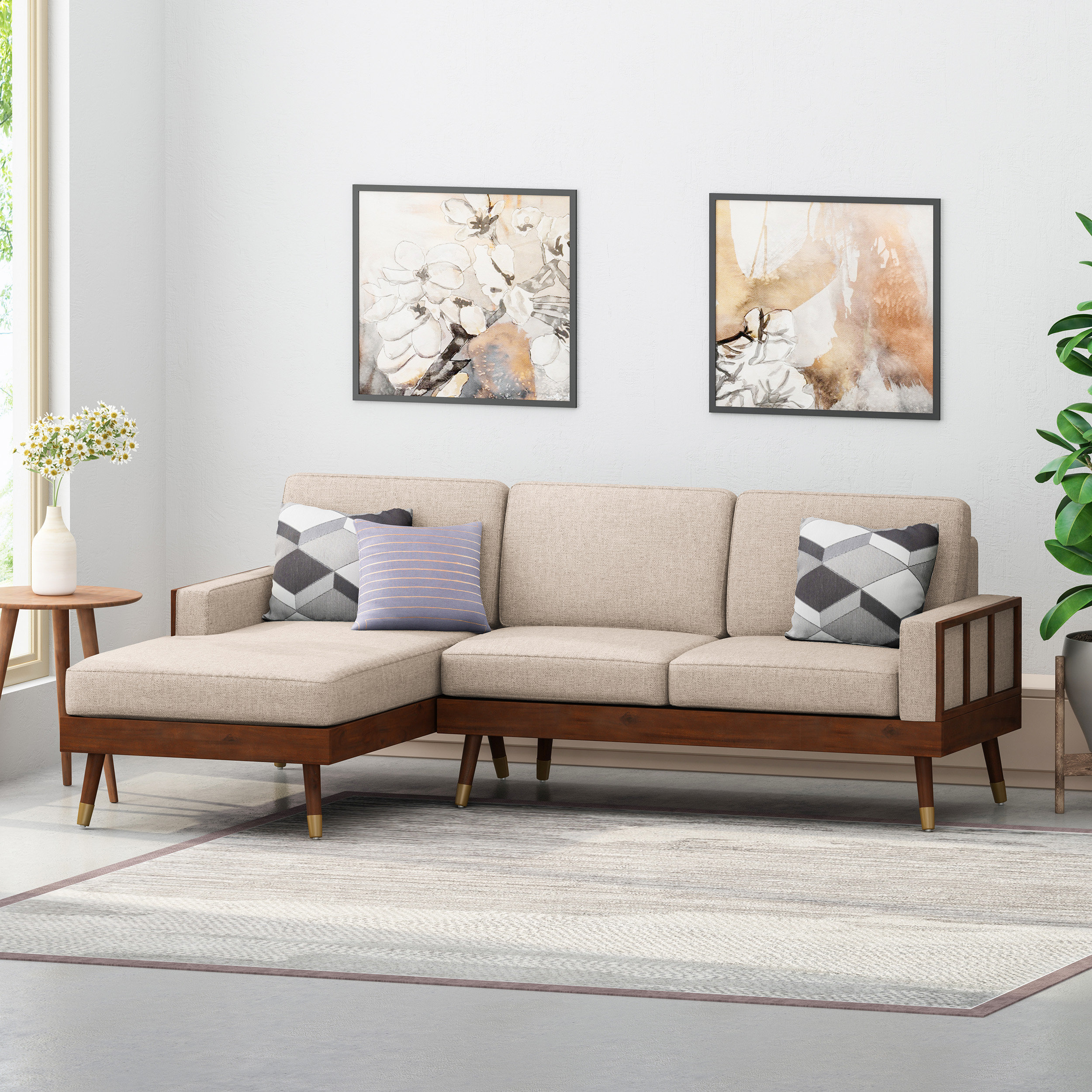 Corrigan Studio Caples Fabric Left Hand Facing Sectional Reviews