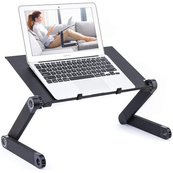 Laptop Table Lapdesk Computer Stands laptop stand Ergonomic Computer Notebook Desk Mouse Pad Side Mount Light Weight Ergonomic Lap Tray Stand Up/Sitting-Black 