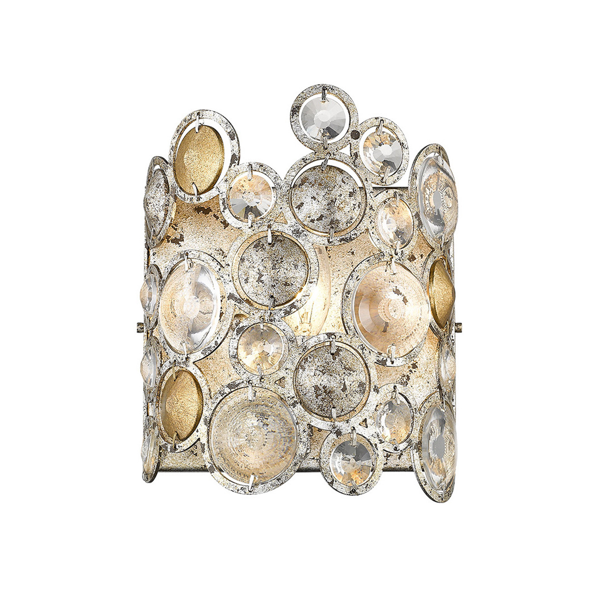 House Of Hampton Mulholland 1 Light Dimmable Antique Silver Leaf Armed Sconce Wayfair
