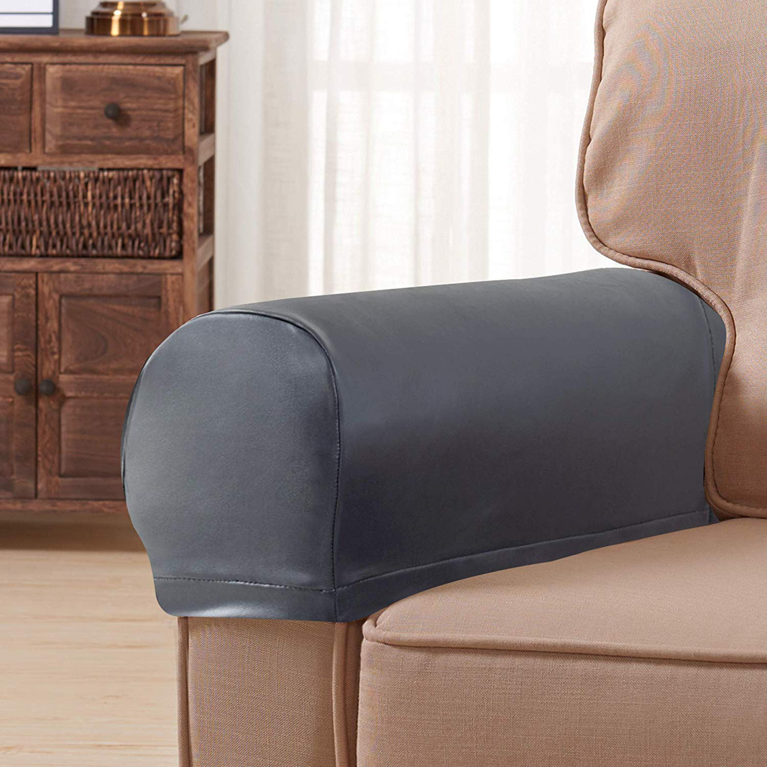 Stretch Leather Armrest Sofa Slipcover